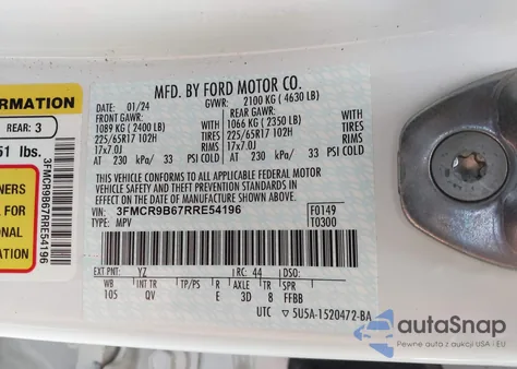 2024 Ford Bronco Sport Big Bend from USA, damaged, VIN 3FMCR9B67RRE54196